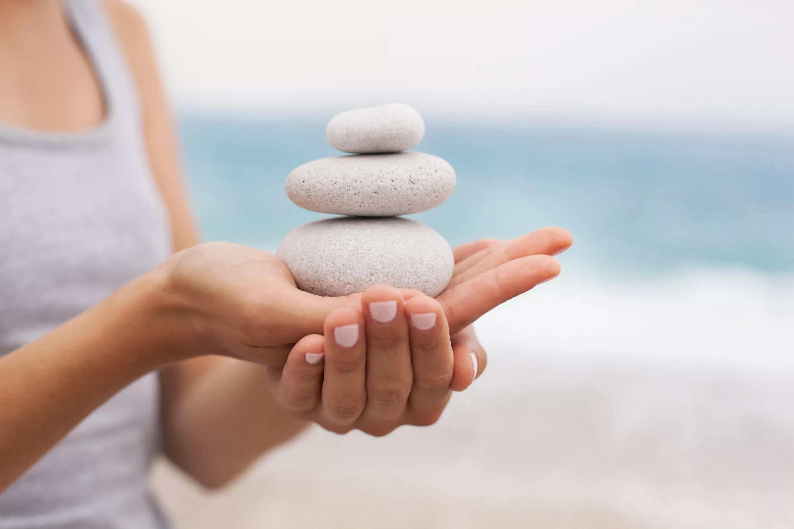stressbewältigung meer steine balance